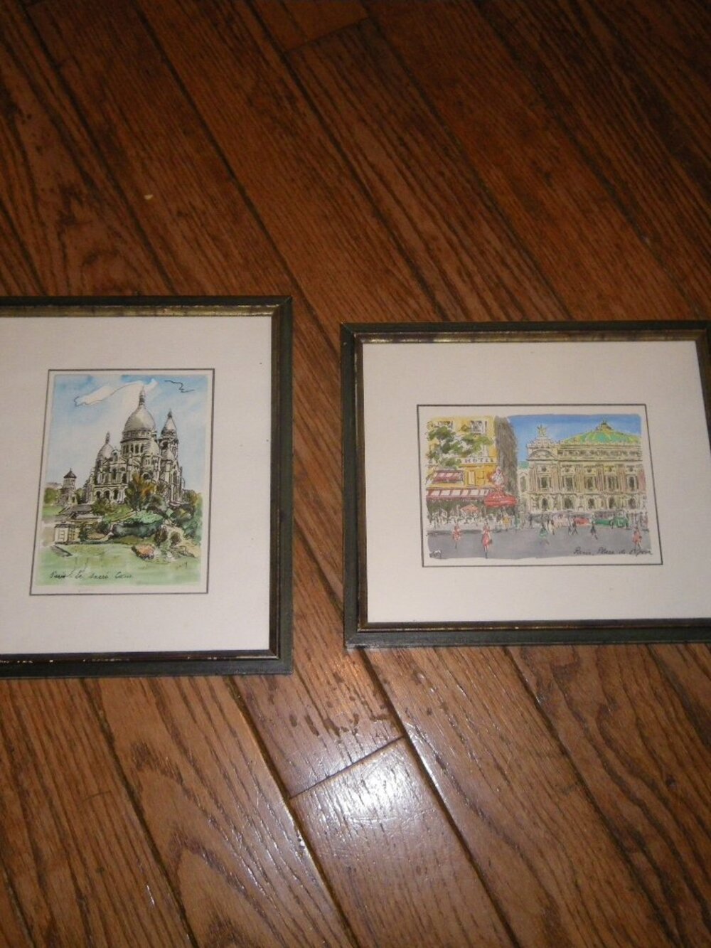 2 Vintage Framed Watercolor Prints Paris France